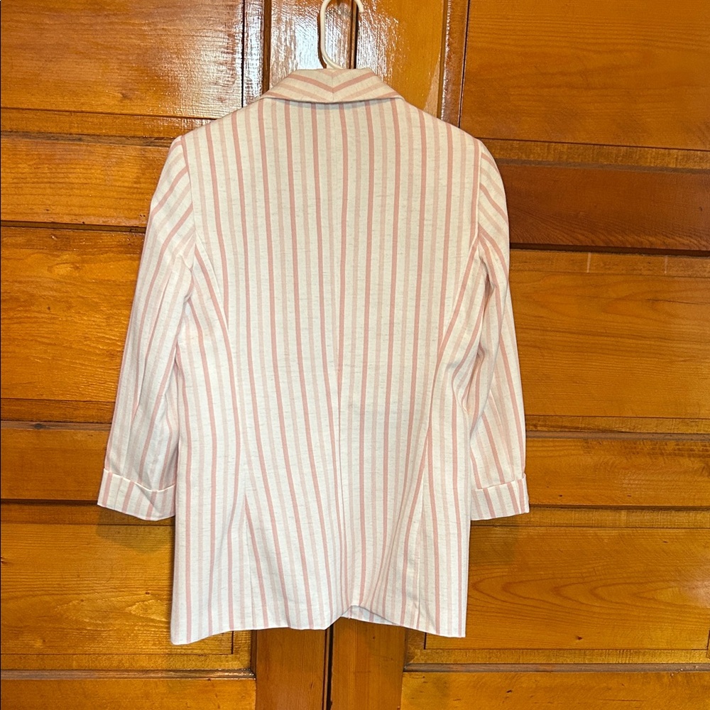 Calvin Klein Pink and White Striped Women's Blazer - Picture 2 of 4